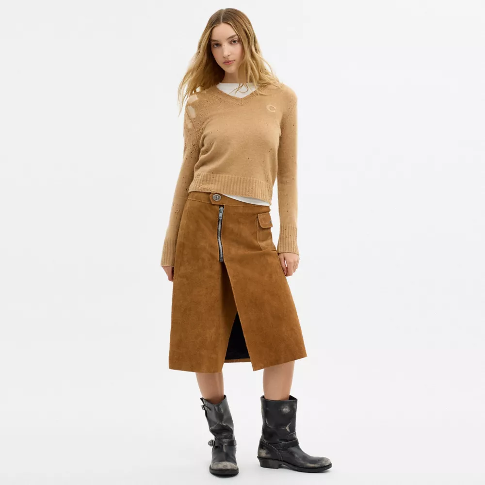 Heritage Suede Midi Skirt - Image 2