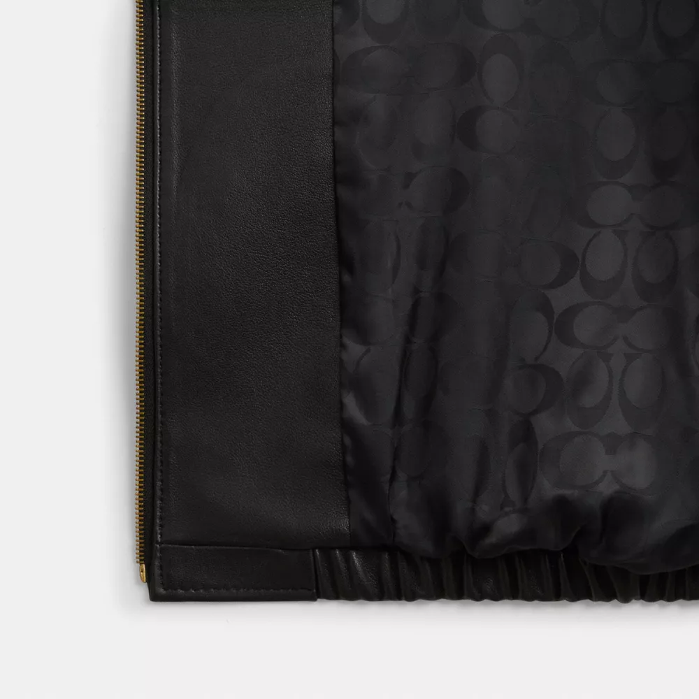 Heritage C Plaque Oversized Leather Jacket - Image 2
