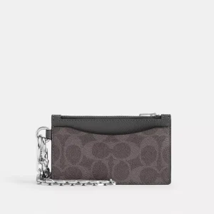 Zip Card CaseWith Chain In Signature Canvas