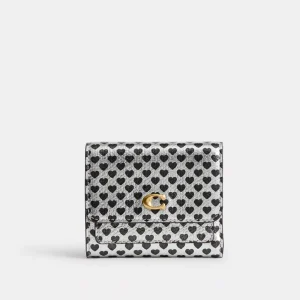 Mila Small Flap WalletWith Heart Print