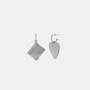 Heart Locket And Book Mismatch Earrings